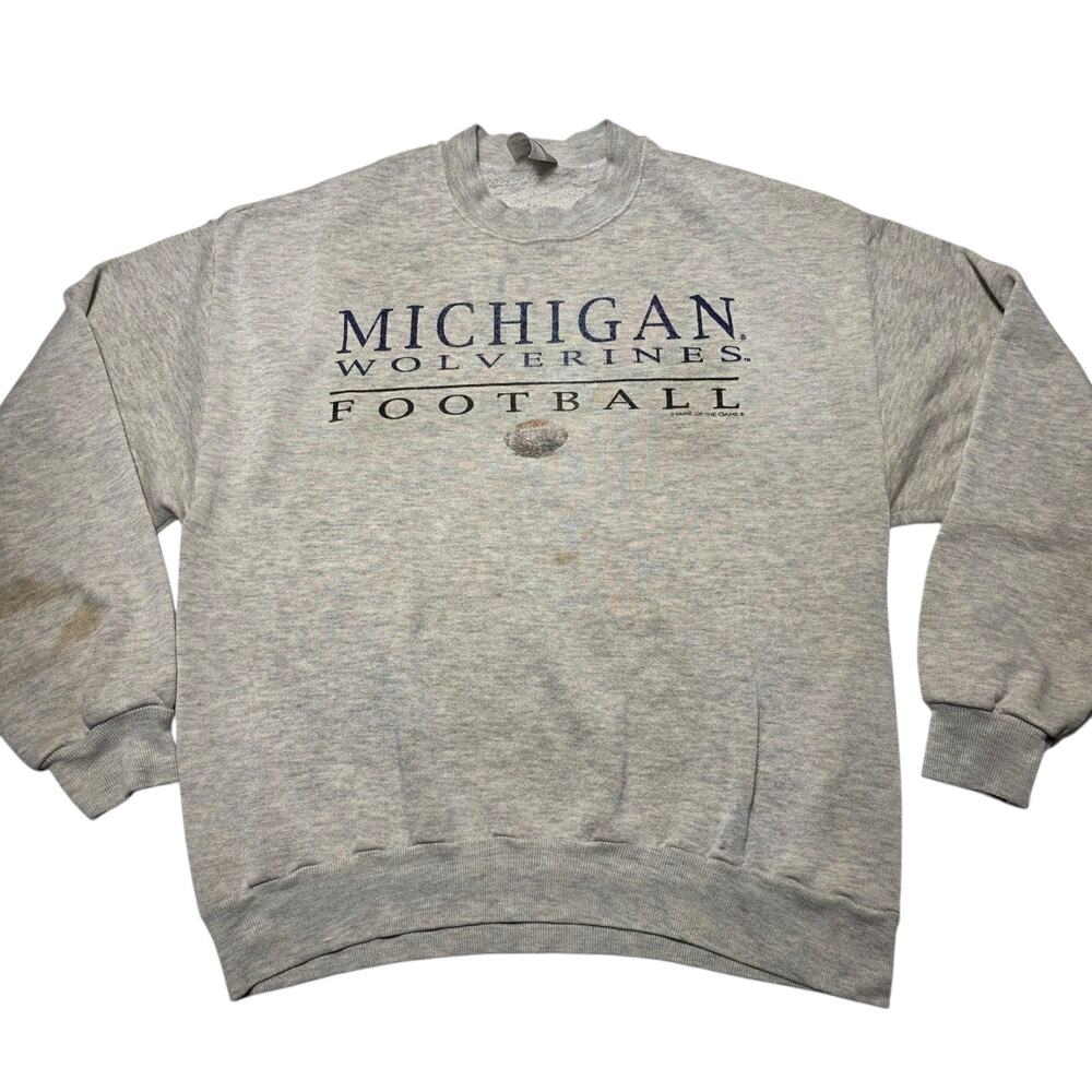 Vintage Michigan Wolverines Sweatshirt Men’s Large NCAA Football Thrashed 90s